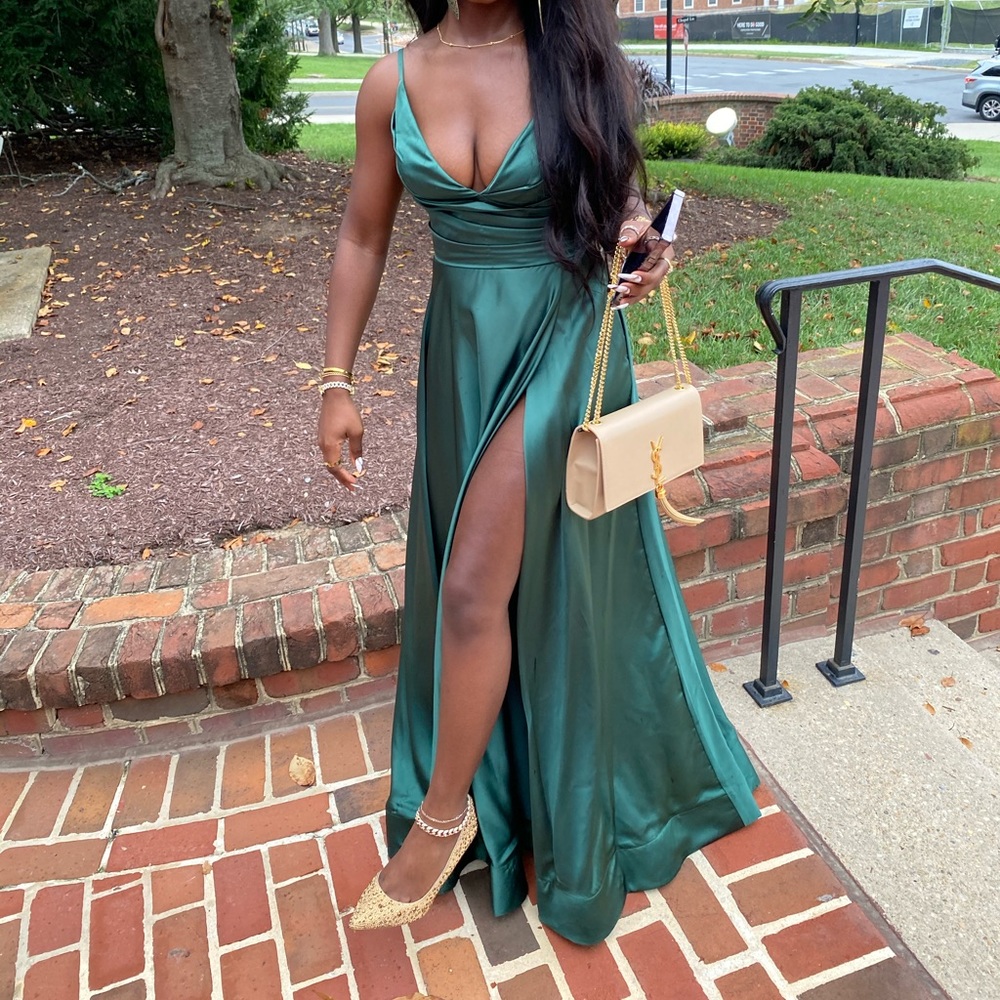 Satin Emerald Formal Gown